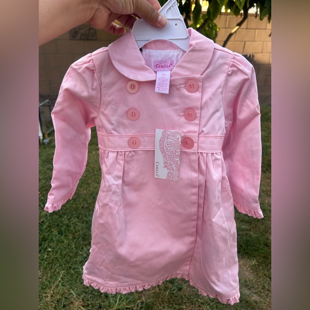 Camilla Light Pink Double-Breasted Girls Coat